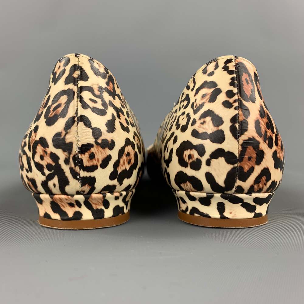 MANOLO BLAHNIK Size 8.5 Beige Animal Print Leather Flats - Picture 5 of 7
